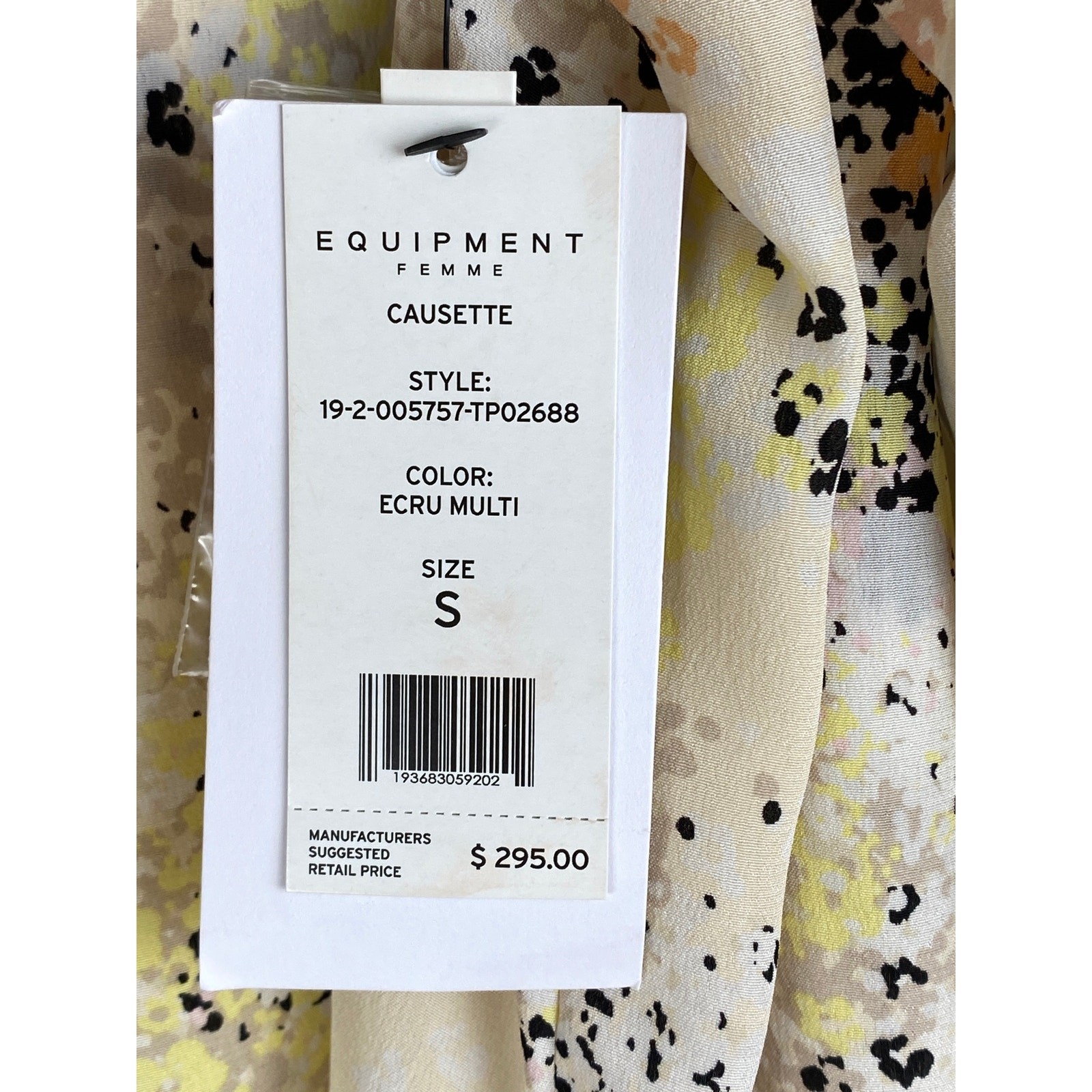 NWT Equipment Causette Silk Blouse Small Abstract Print Button Front
