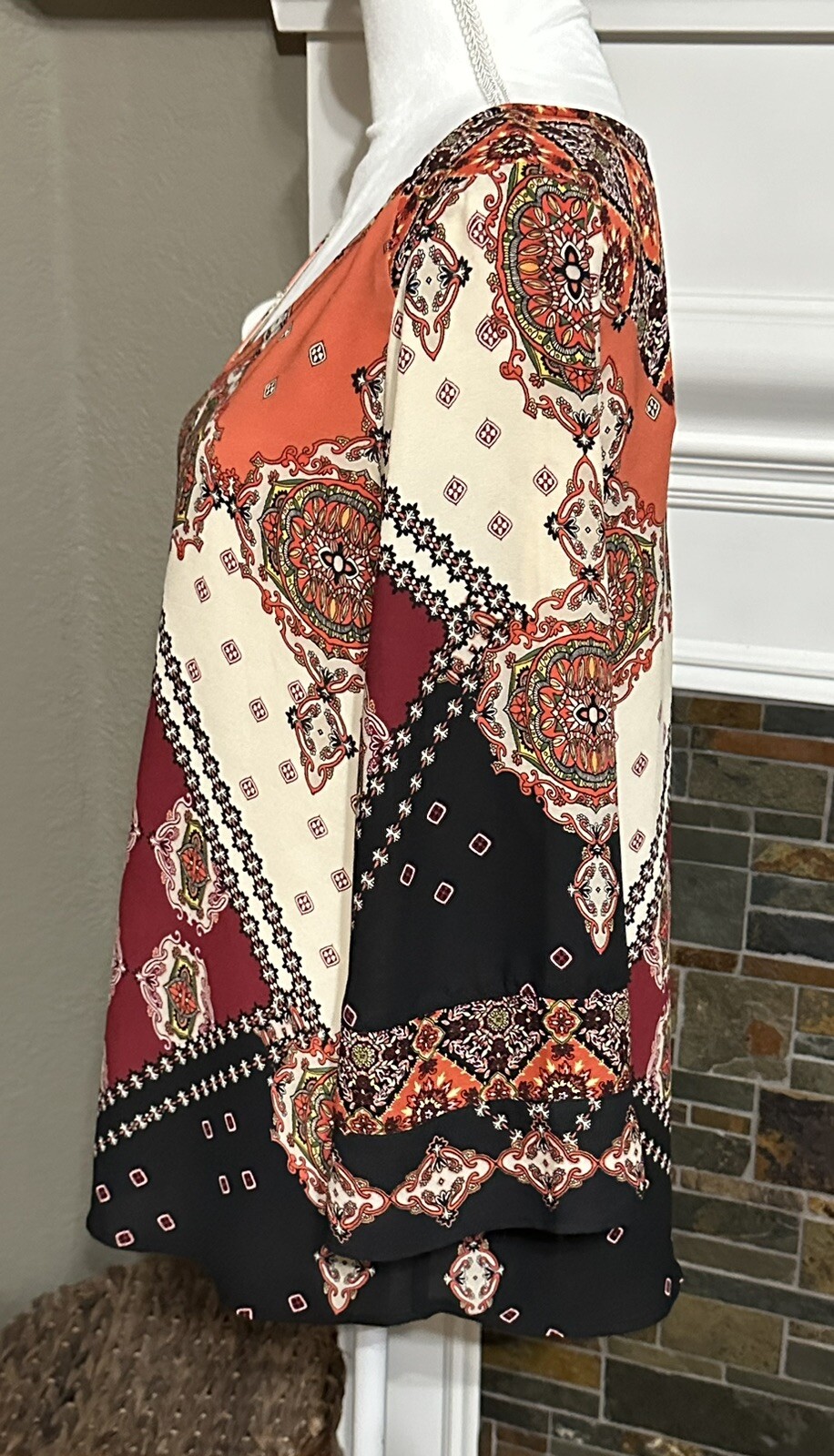 Anthropologie Fig & Flower PEASANT Blouse Boho TOP Tunic Medium Lightweight