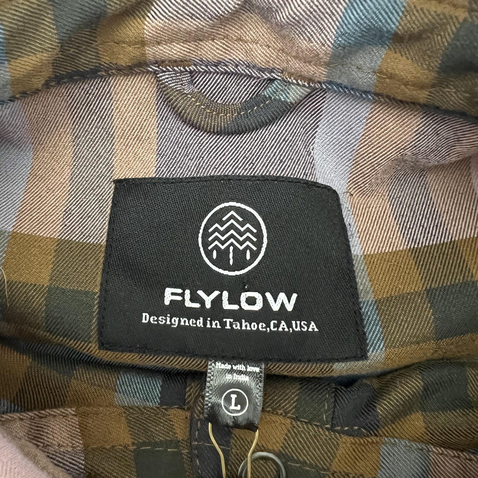 Flylow Brigitte Tech Flannel Shirt Womens Large RyePlaid Snap Button Up