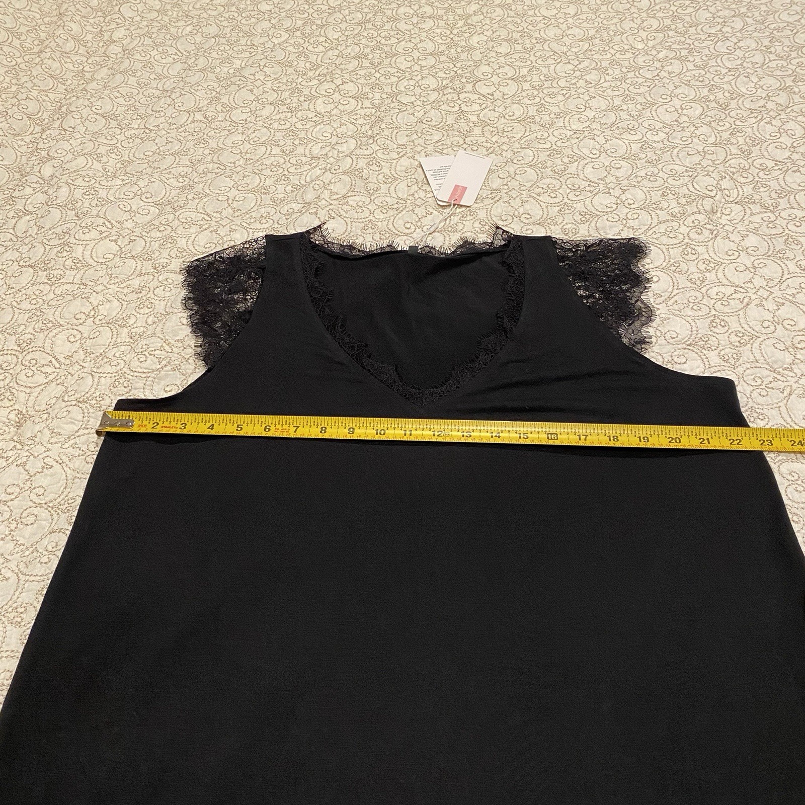 NWT Xieerduo Fashion Women’s Elegant Black Lace Trim Top Size XL