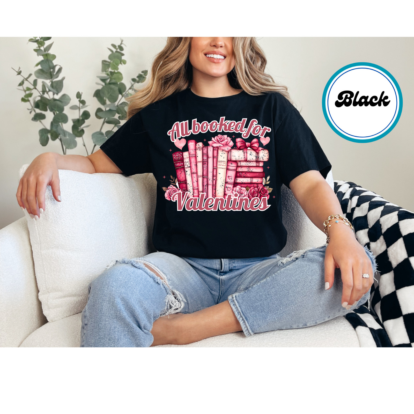 All Booked for Valentines T-Shirt – Cute Book Lover Valentine’s Day Graphic Top