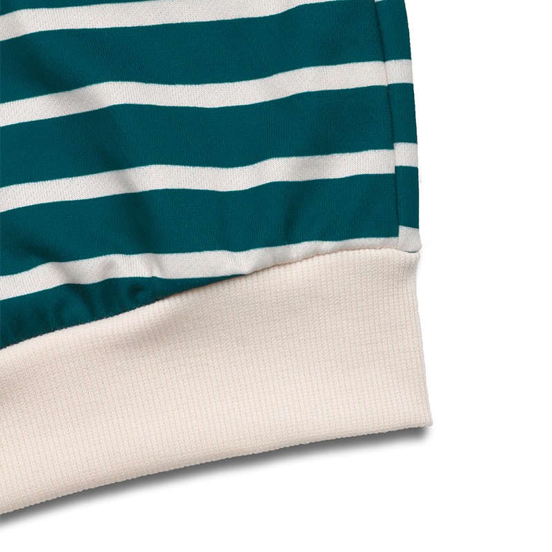 Striped contrasting top round neck patchwork pullover loose sports hoodie