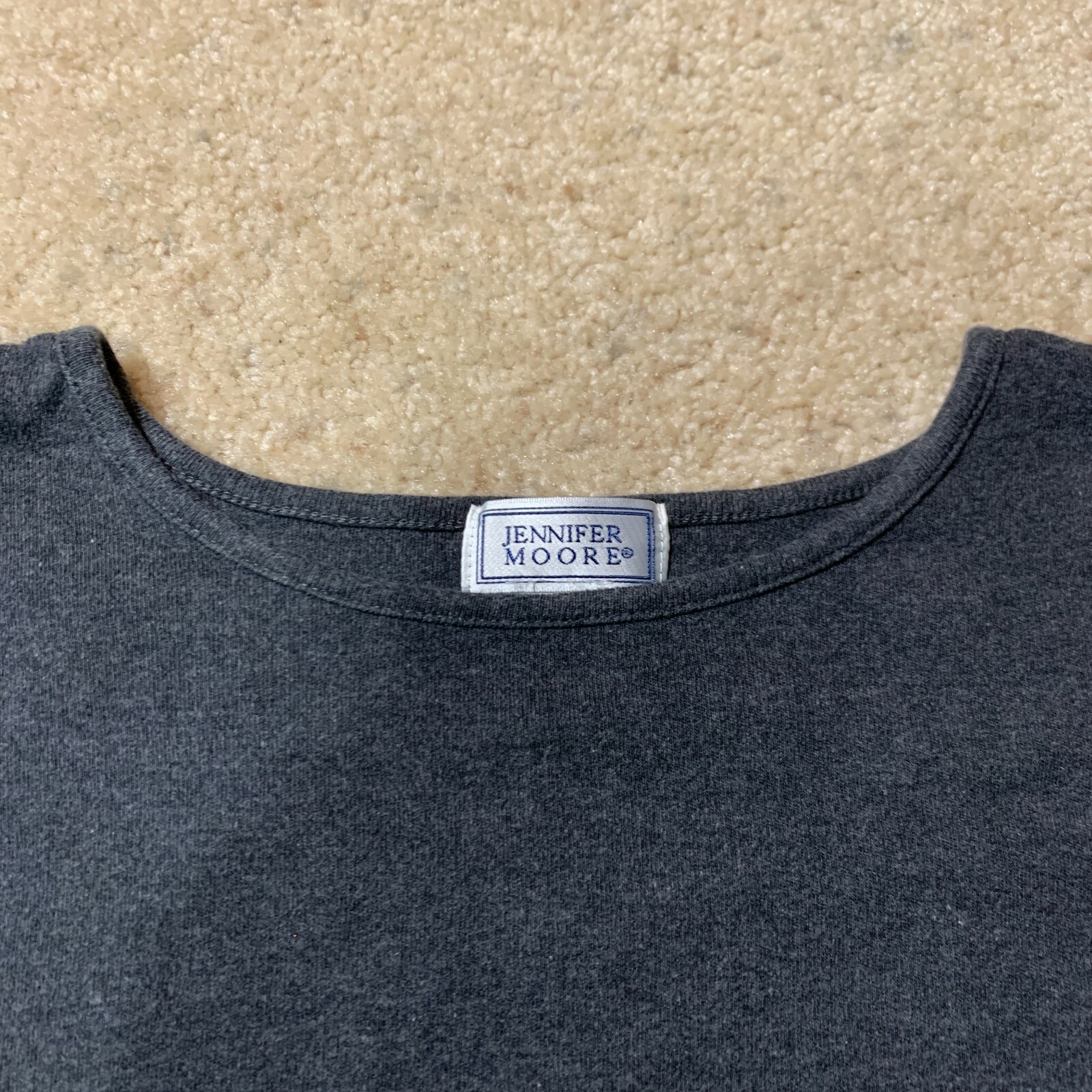 Jennifer Moore 100% Cotton Knit Semi Crop Long Sleeve T-Shirt Gray Womens Large