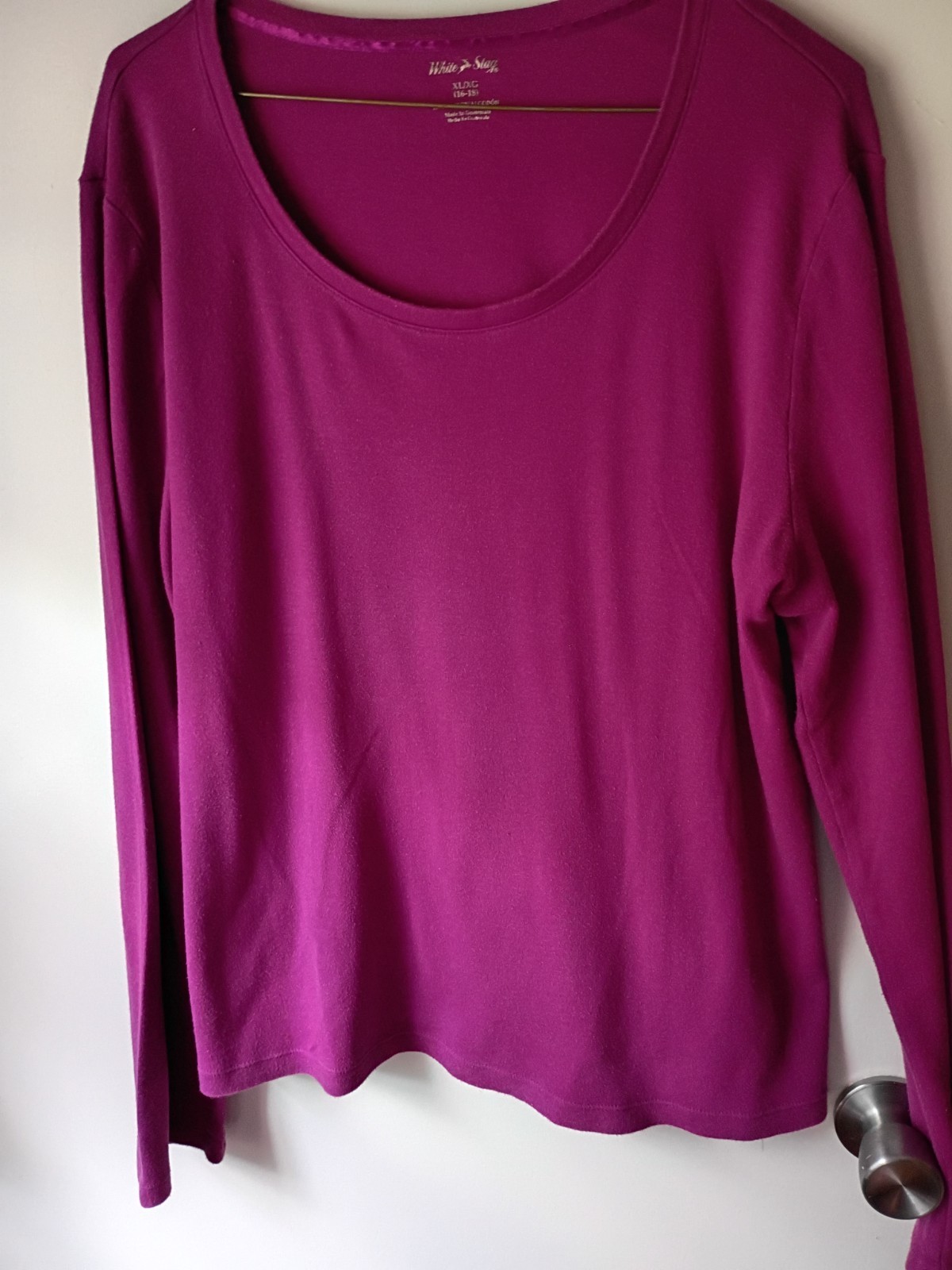 LOT OF 2 WHITE STAG WOMENS COTTON LONG SLEEVE TOPS SIZE 16-18 orange, purple