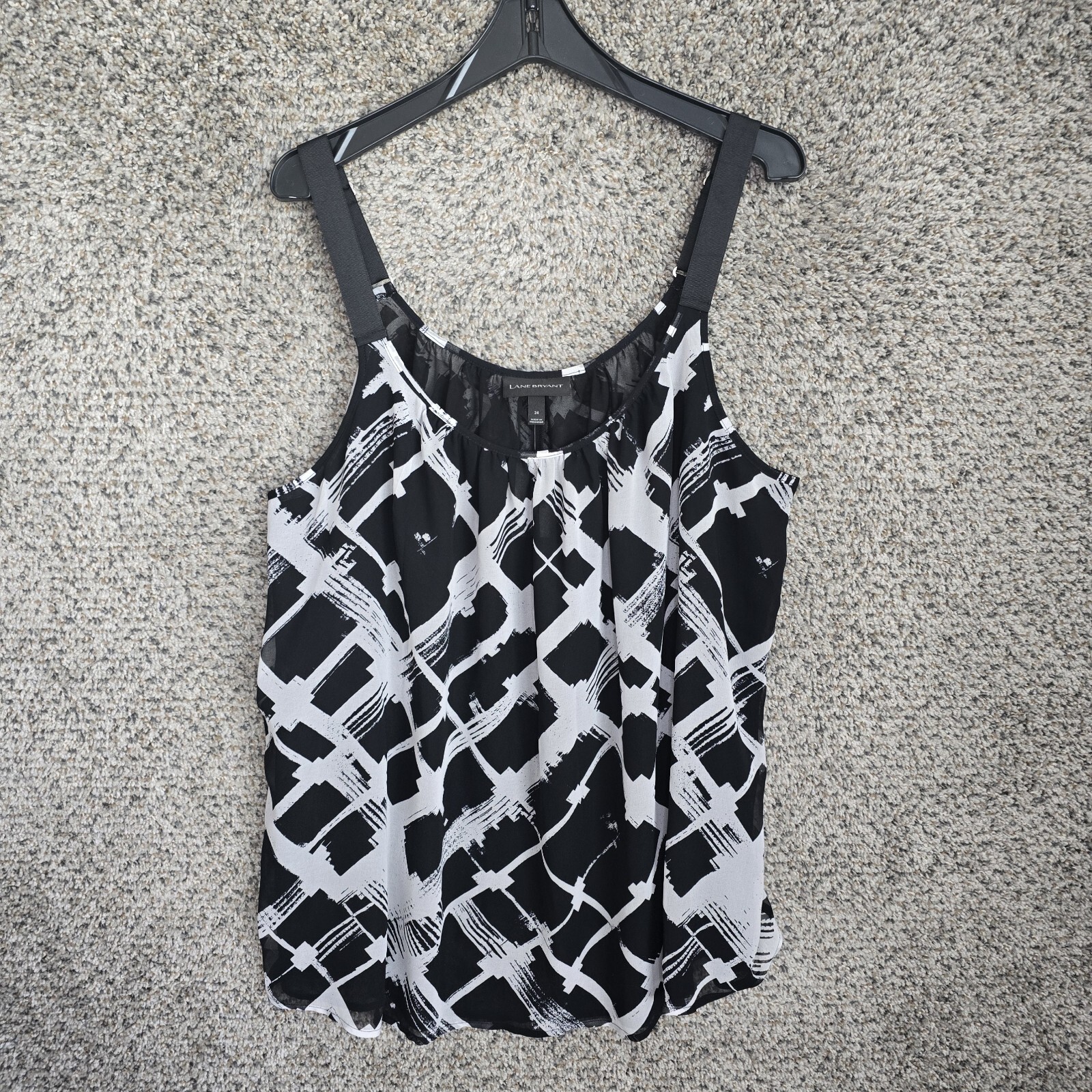Lane Bryant Top Womens Plus 24 Black Camisole Sleeveless Adjustable Strap Ladies