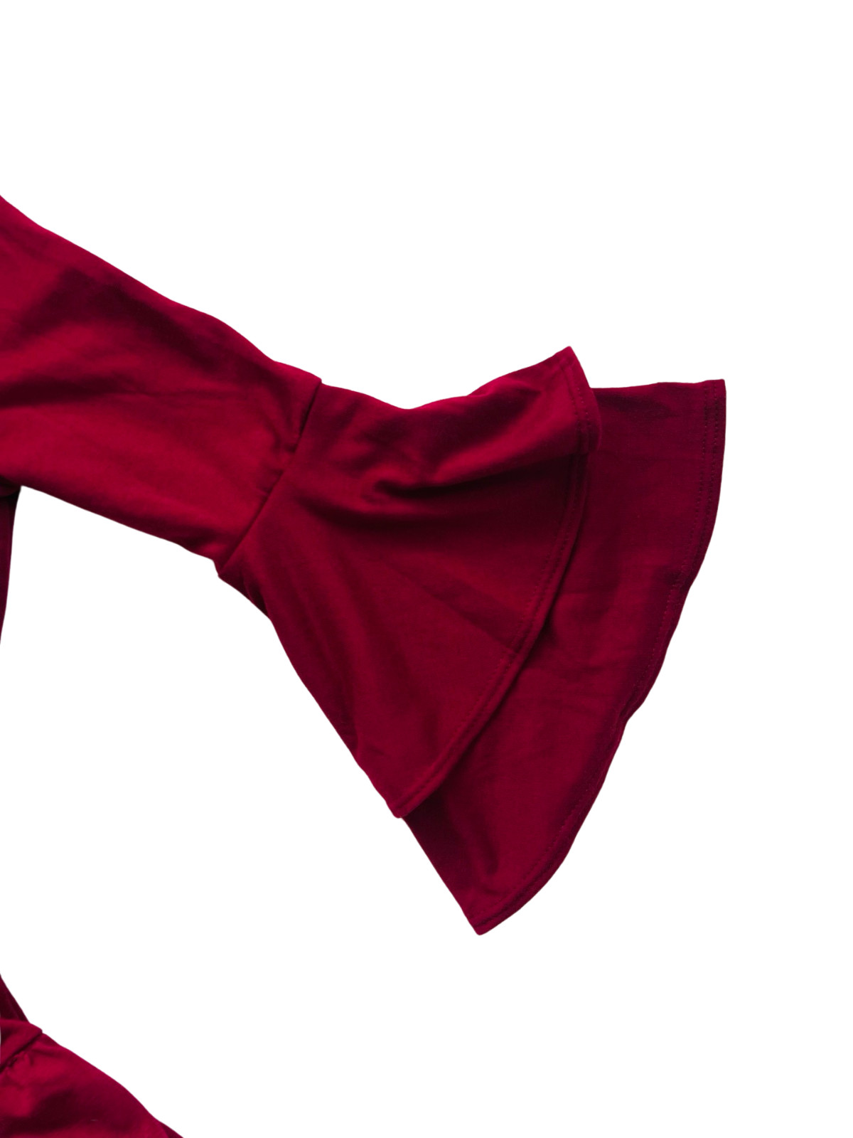 NWT New Discreet Womens Top Burgundy 3/4 Ruffle Sleeve Size M Medium Made in USA
