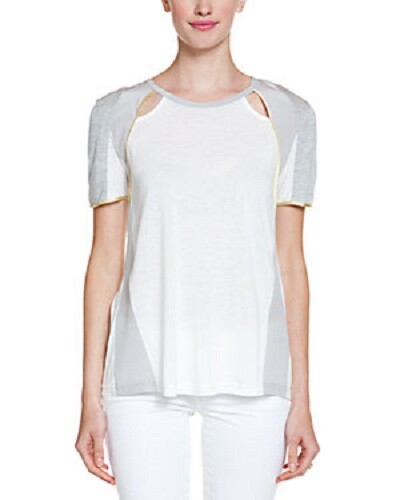 NWT $205 AIKO Optic Heather Gray Mist Short Sleeve Silk/Rayon Top size XS