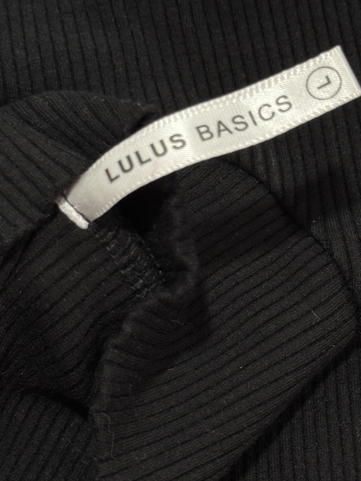 Lulus Basics Black Ribbed Long Sleeve Bodysuit Size Large B2075 Snap Closure