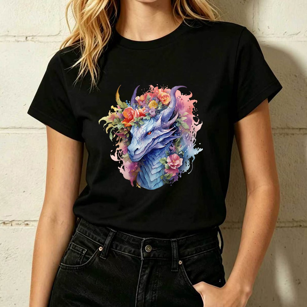 Colorful Dragon Head Design T-Shirt Multiple Styles Available Casual Daily Wear