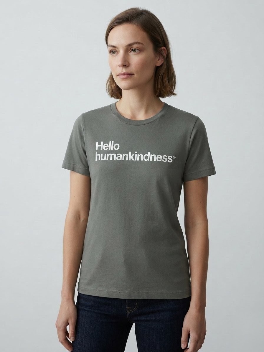 Bella + Canvas Womens Gray Cotton Jersey Hello humankindness Graphic Tee S