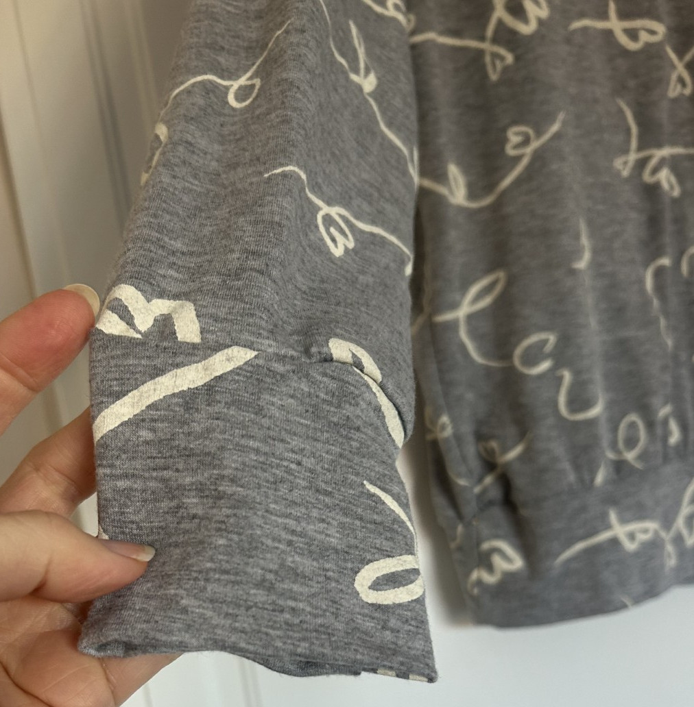 Monsoon Women’s Lisa Love Print Jersey Top Grey Size Medium Relax Fit