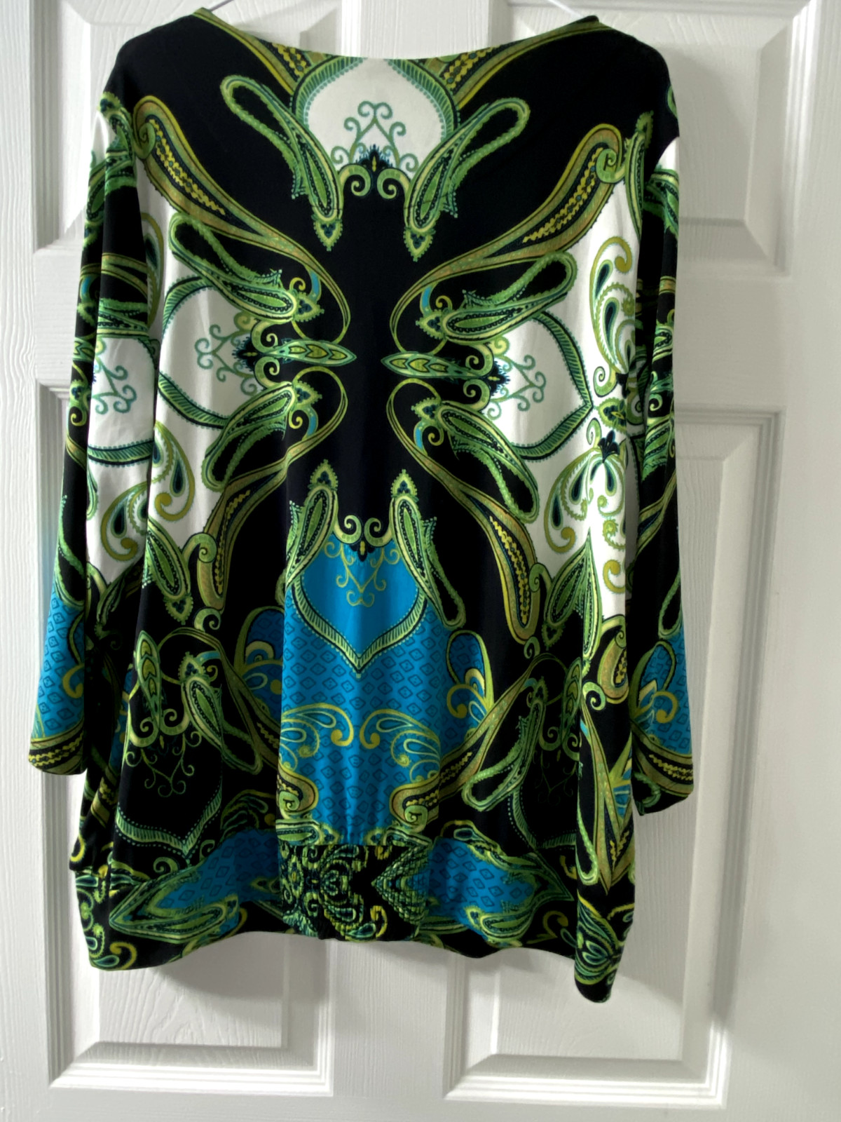 JM Collection Womens Top 1X Multicolor Black Green Teal Embellished