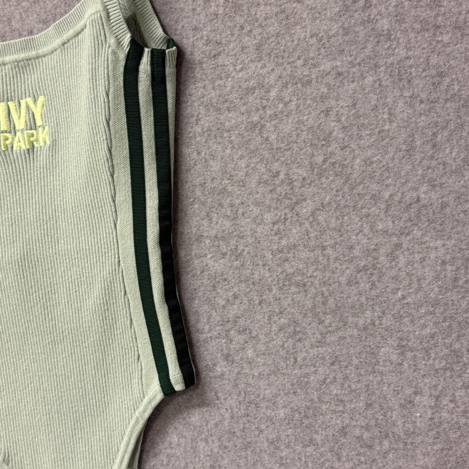 Ivy Park x Adidas Striped Ribbed Knit Mint Green Sleeveless Tank Bodysuit XS