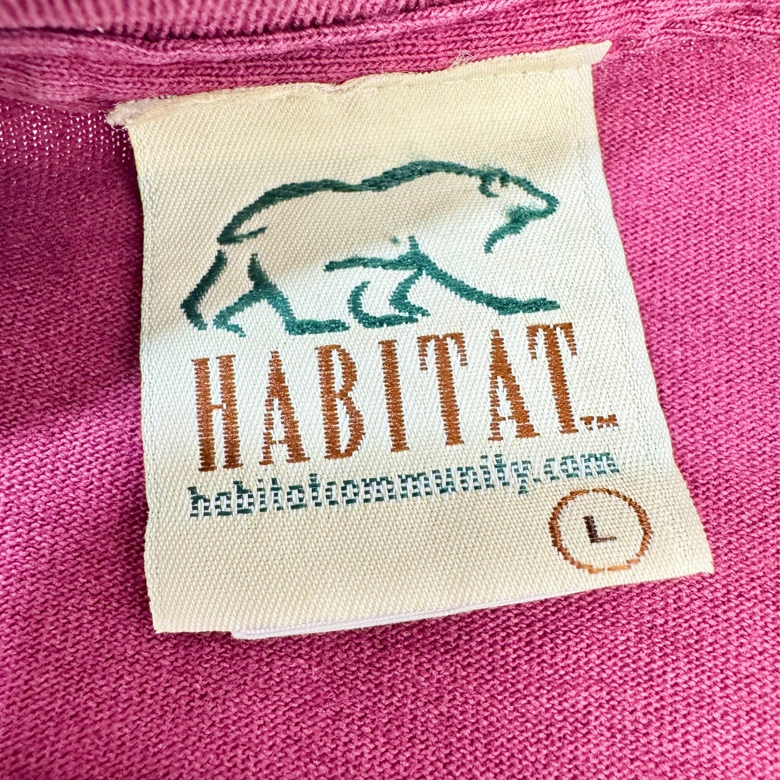 vtg Habitat 90s Yosemite National Park Embroidered Bear T-Shirt Pink Magenta L