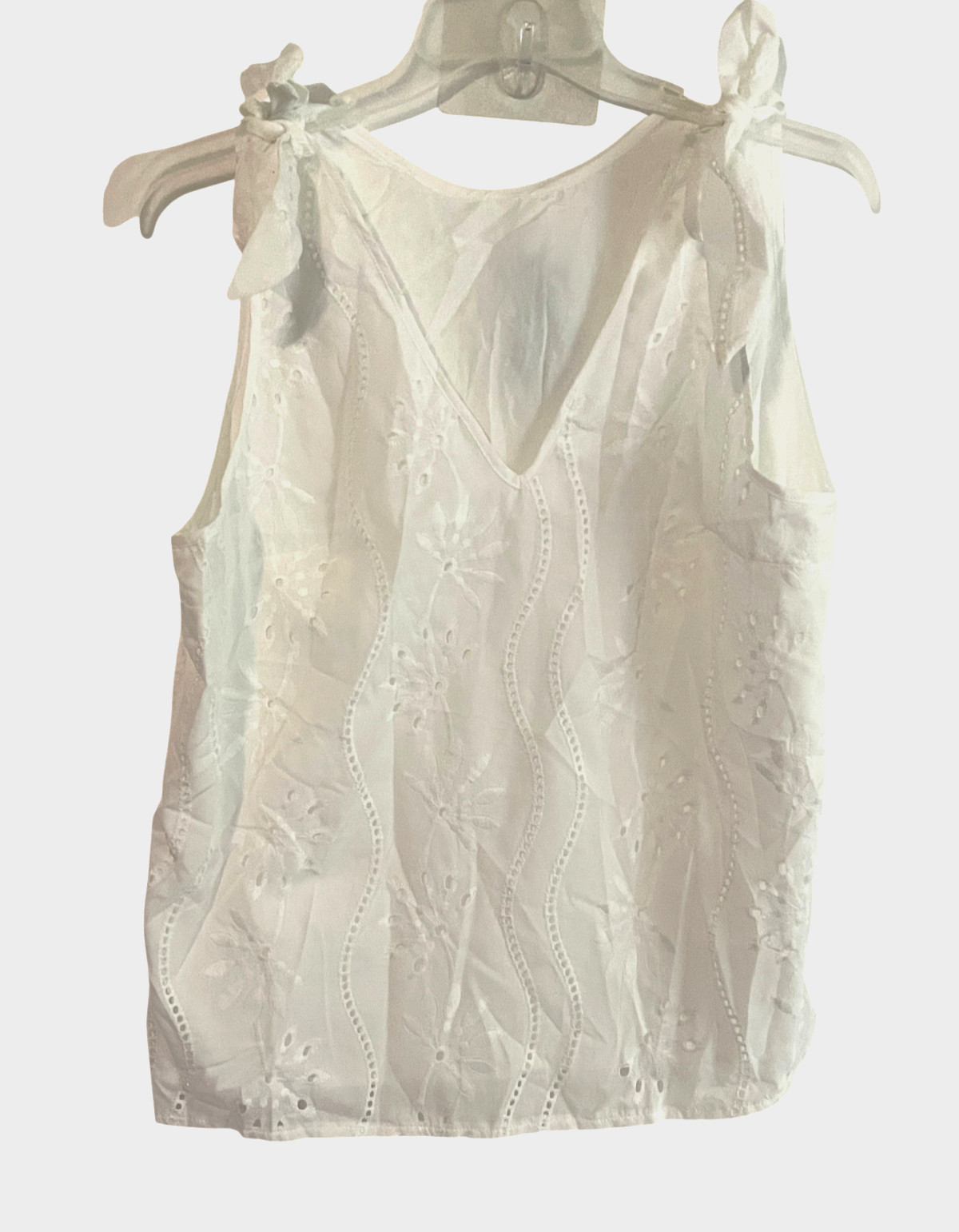 CUPSHE Women’s Size XL White Cotton Eyelet Tie Shoulder Tank Top NEW