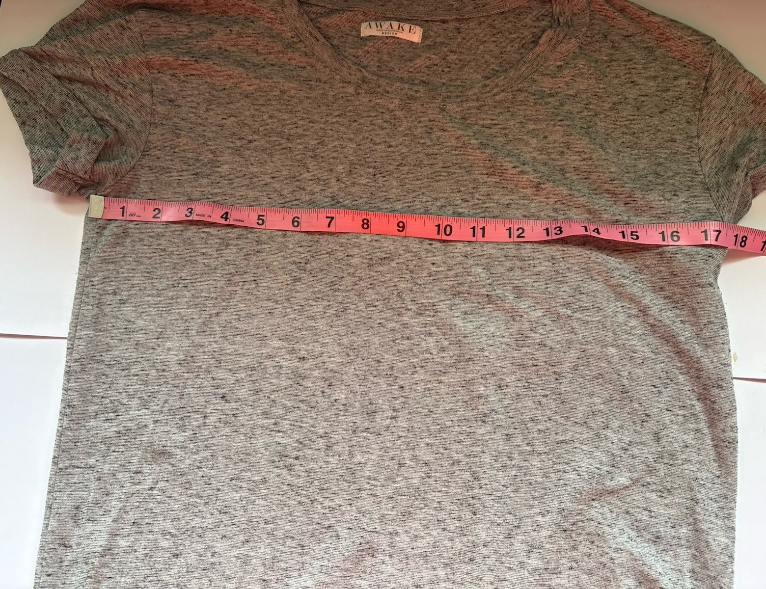 Awake Heather Gray T Shirt Womens Medium M Cuffed Rolled Sleeve Crew Neck Tee