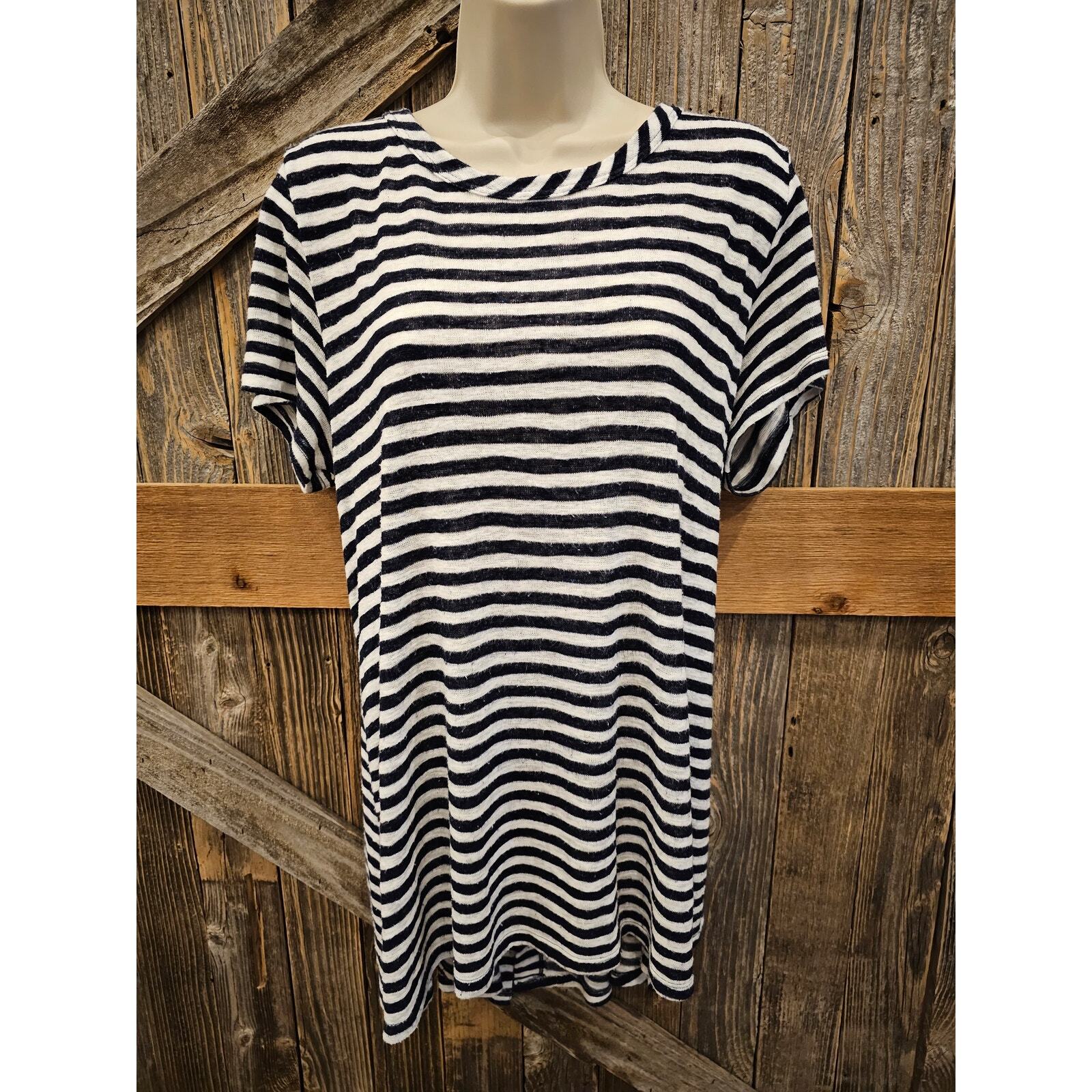 Coin 1804 Back Button Striped Tunic Top Size Women’s 1X navy white EUC