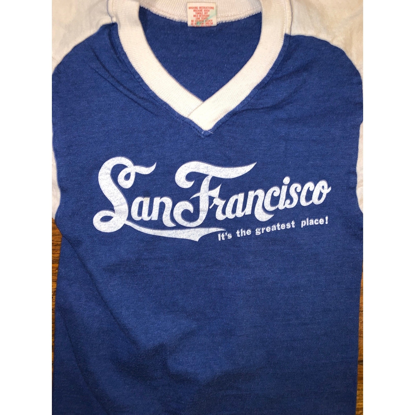 Vintage San Francisco Baby Tee Ringer Shirt XXS USA Collegiate Pacific 70s 80s