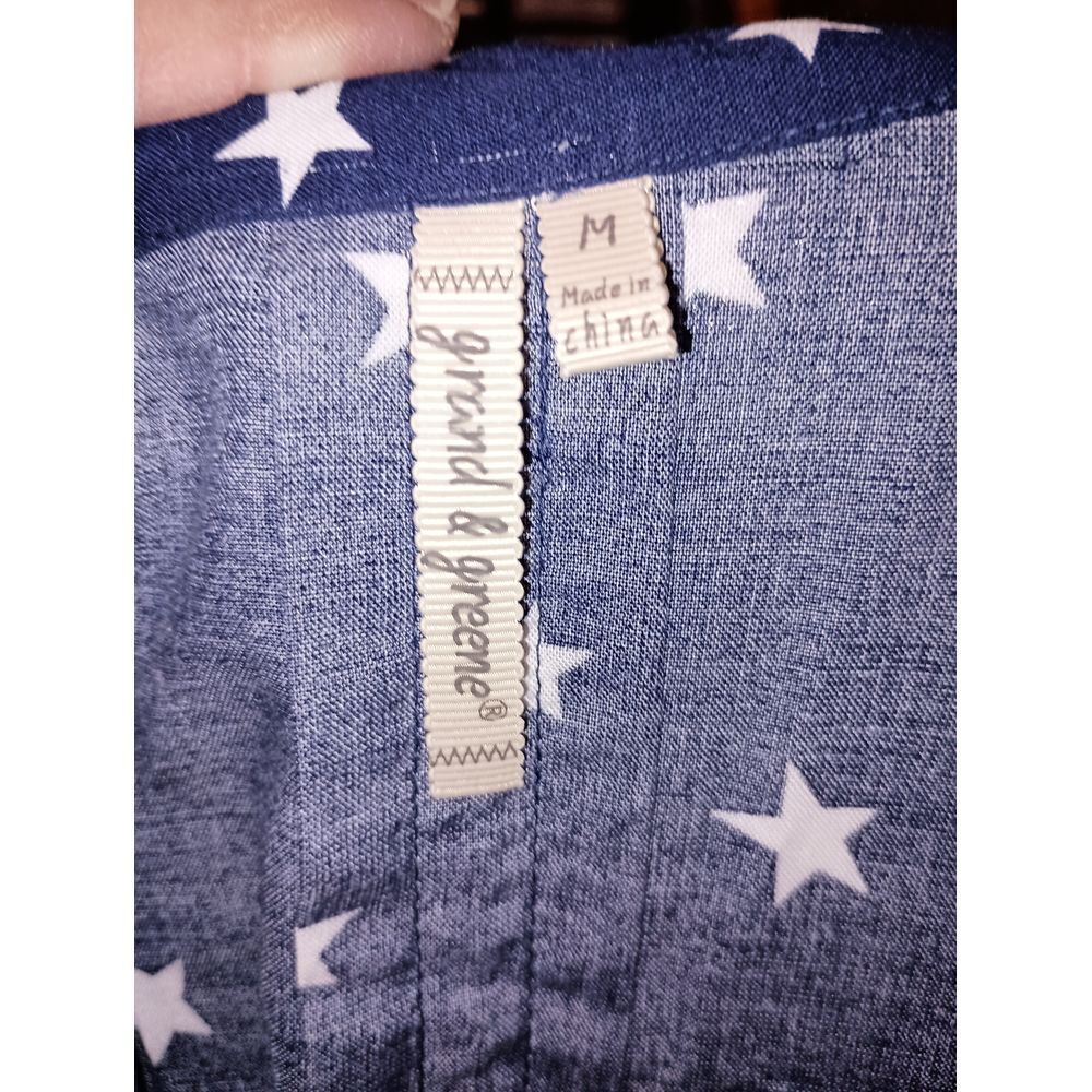 Grand and Greene Women’s Patriotic Stars Sz M Button Down Blouse 4th of July