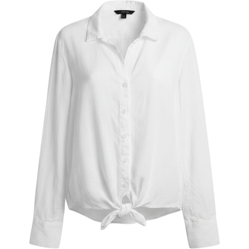 Cloth & Stone Whiter Tie Front Button Down Shirt Small Tencel Career Chrisp
