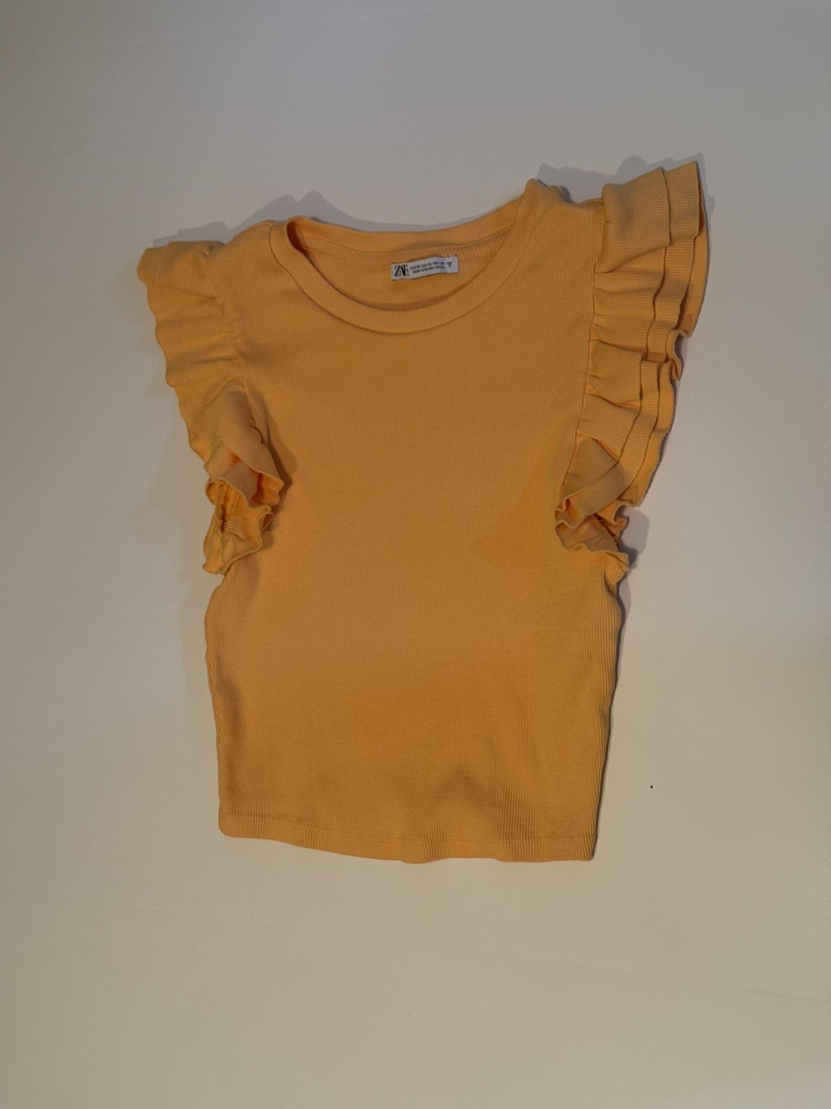 Zara Women’s Cap Sleeve Orange Top Size Medium 95 % Colton/5 % Elastane
