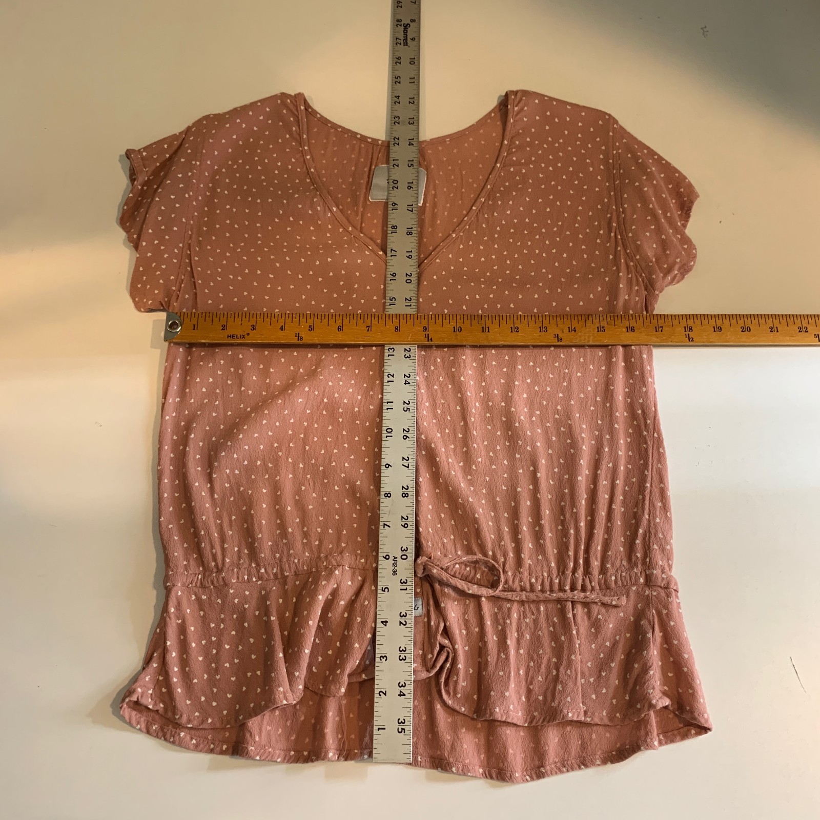 Rails Blouse Womens M Medium Rosewood Bretton Mini Hearts Peplum Tie Waist Top