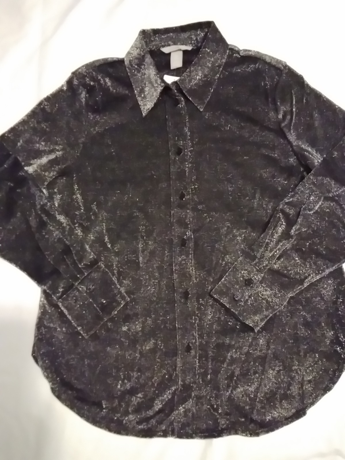 NEW! Black Base Silver Glitzy Long Sleeve Blouse by H&M Size M RETAIL $19.99