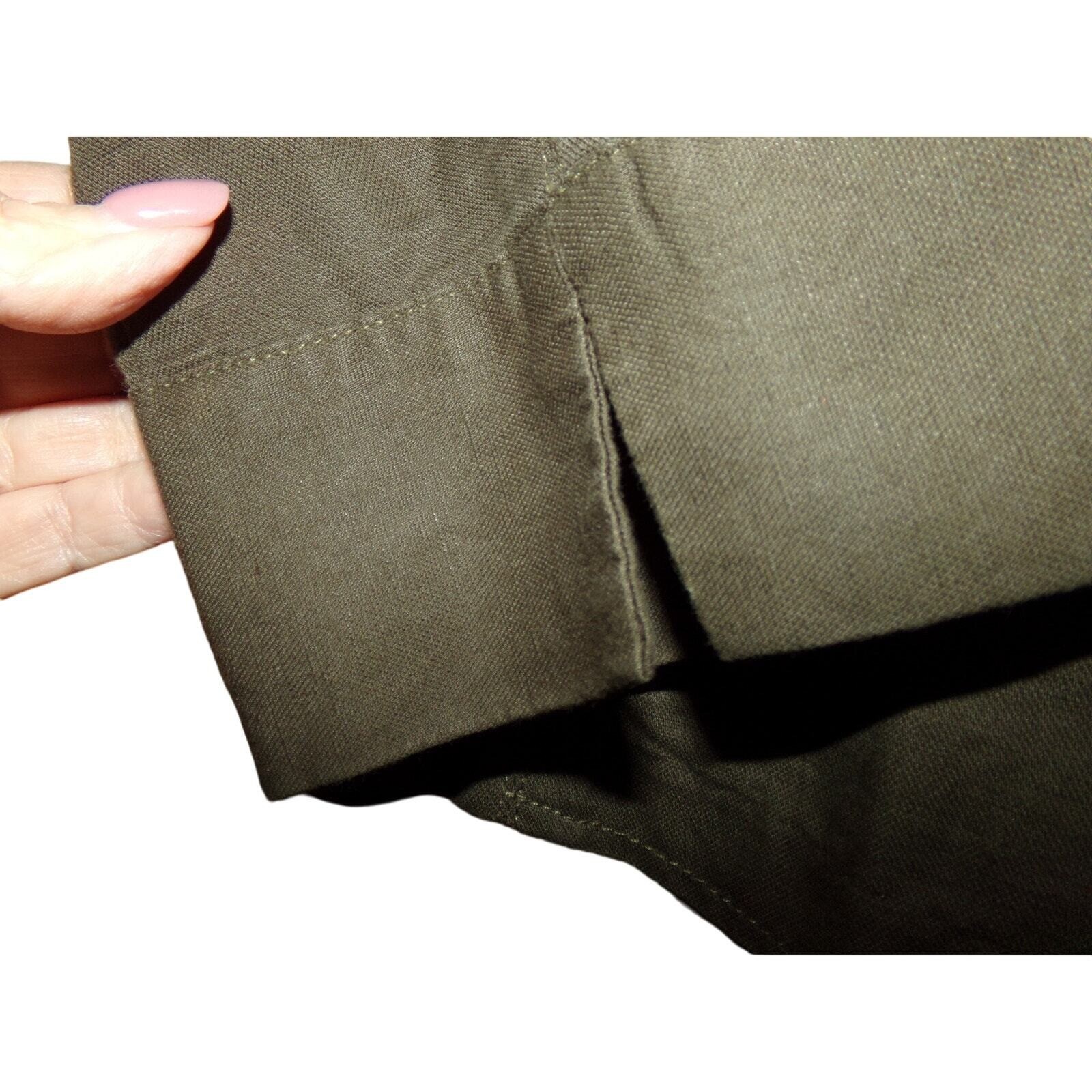 Coldwater Creek Classic army green linen/cotton blouse/jacket 10 Ruffled neck
