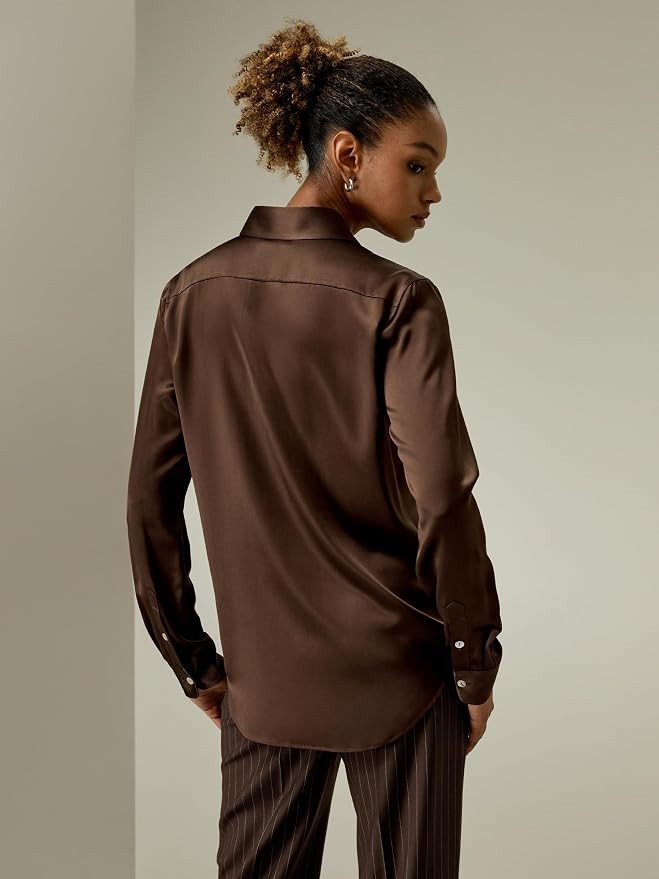 LilySilk 100% Silk Shirt for Women Ladies Silk Blouse Dressy Long Sleeve M $159