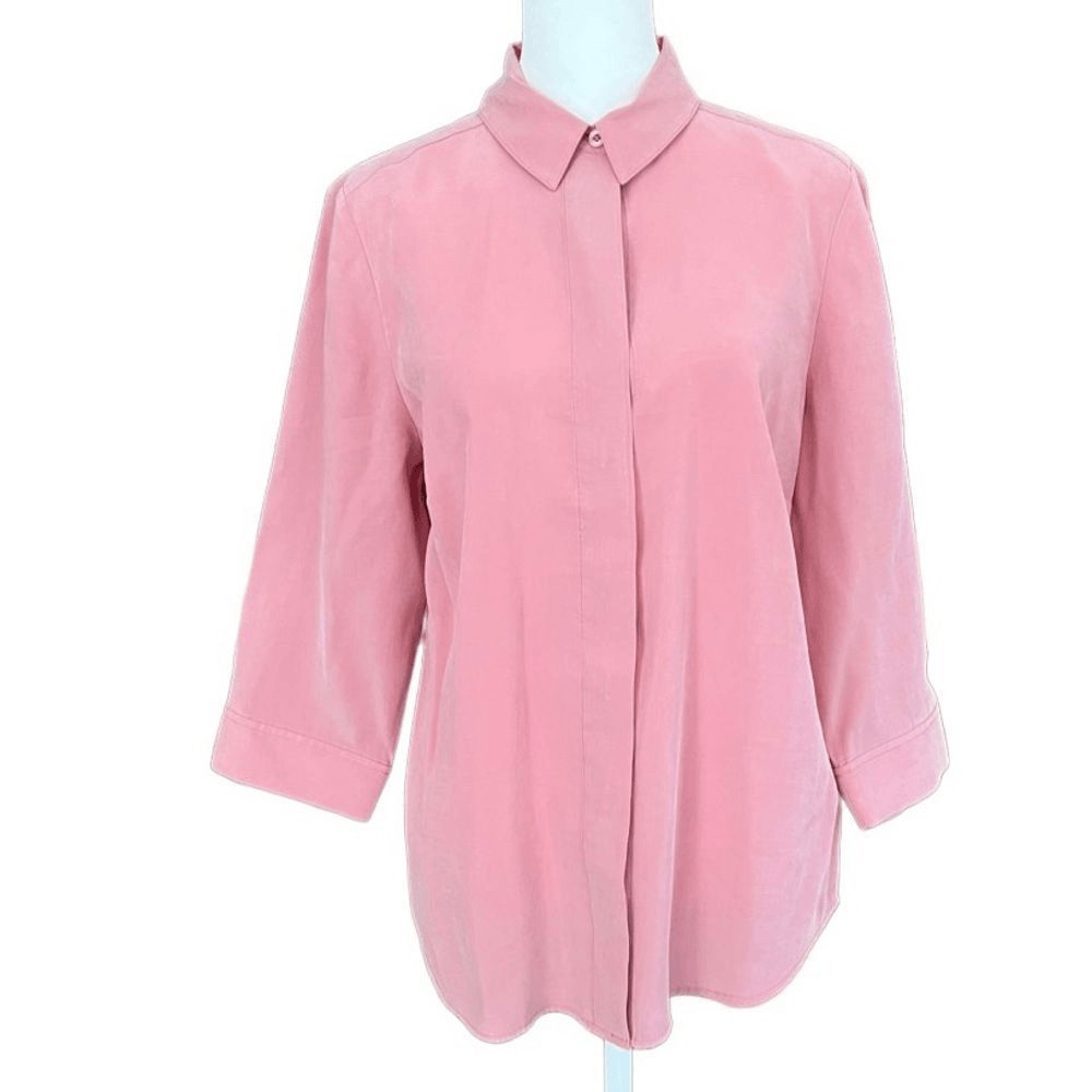 Chico’s modal/polyester blend button front pink shirt, 3/4 sleeves size 0 (S, 4)