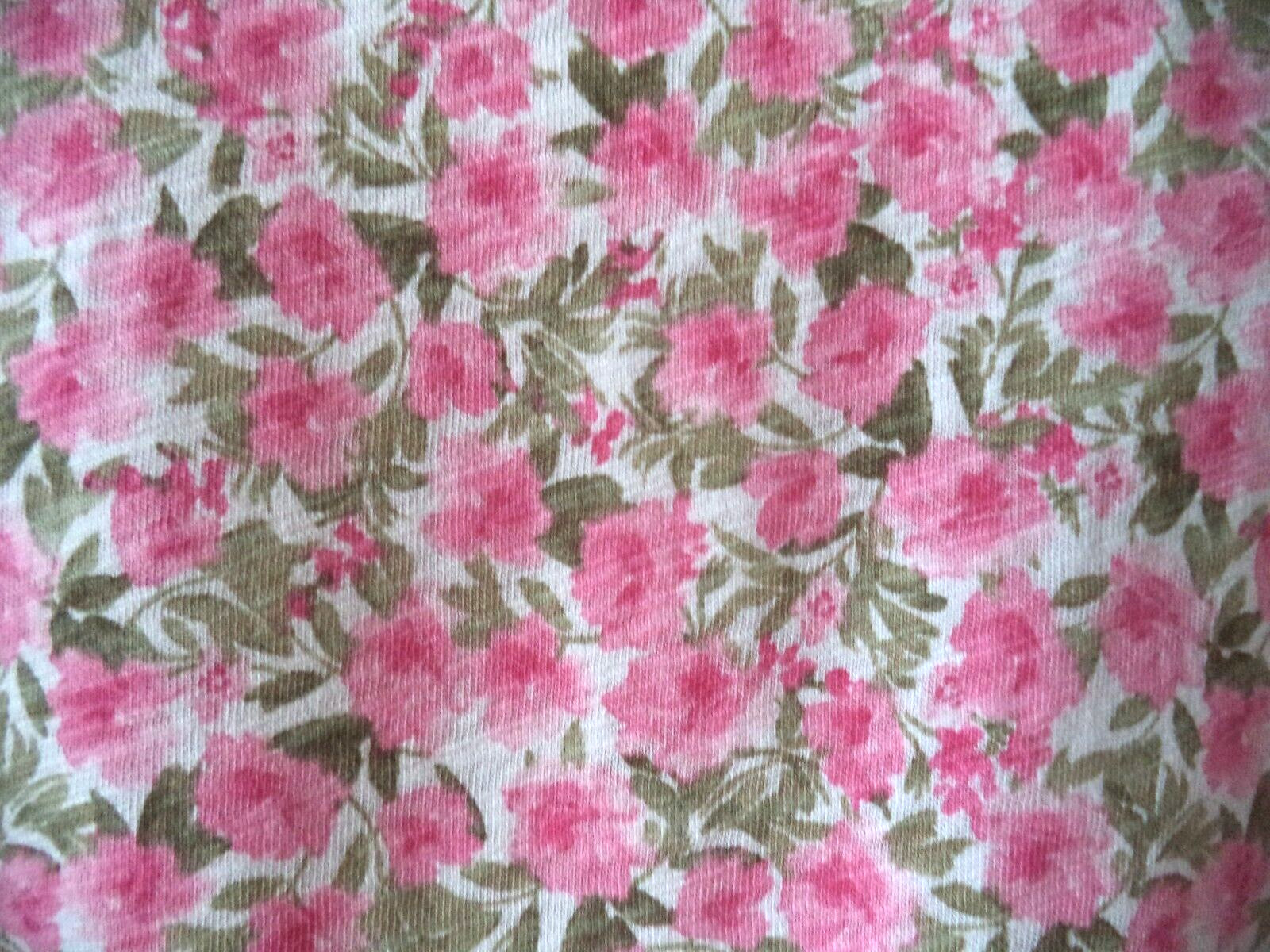 Old Navy Pink Lt Rose Green Floral Slight Slub Scoop Neck T-shirt 18 20 2XL 2X
