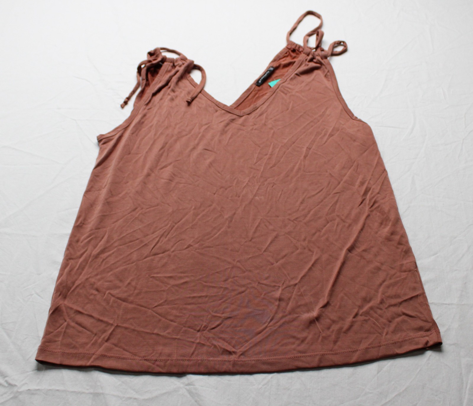 Staccato Women’s Kiara Cupro Tie Detail Strap Knit Tank Top EJ3 Brown Medium