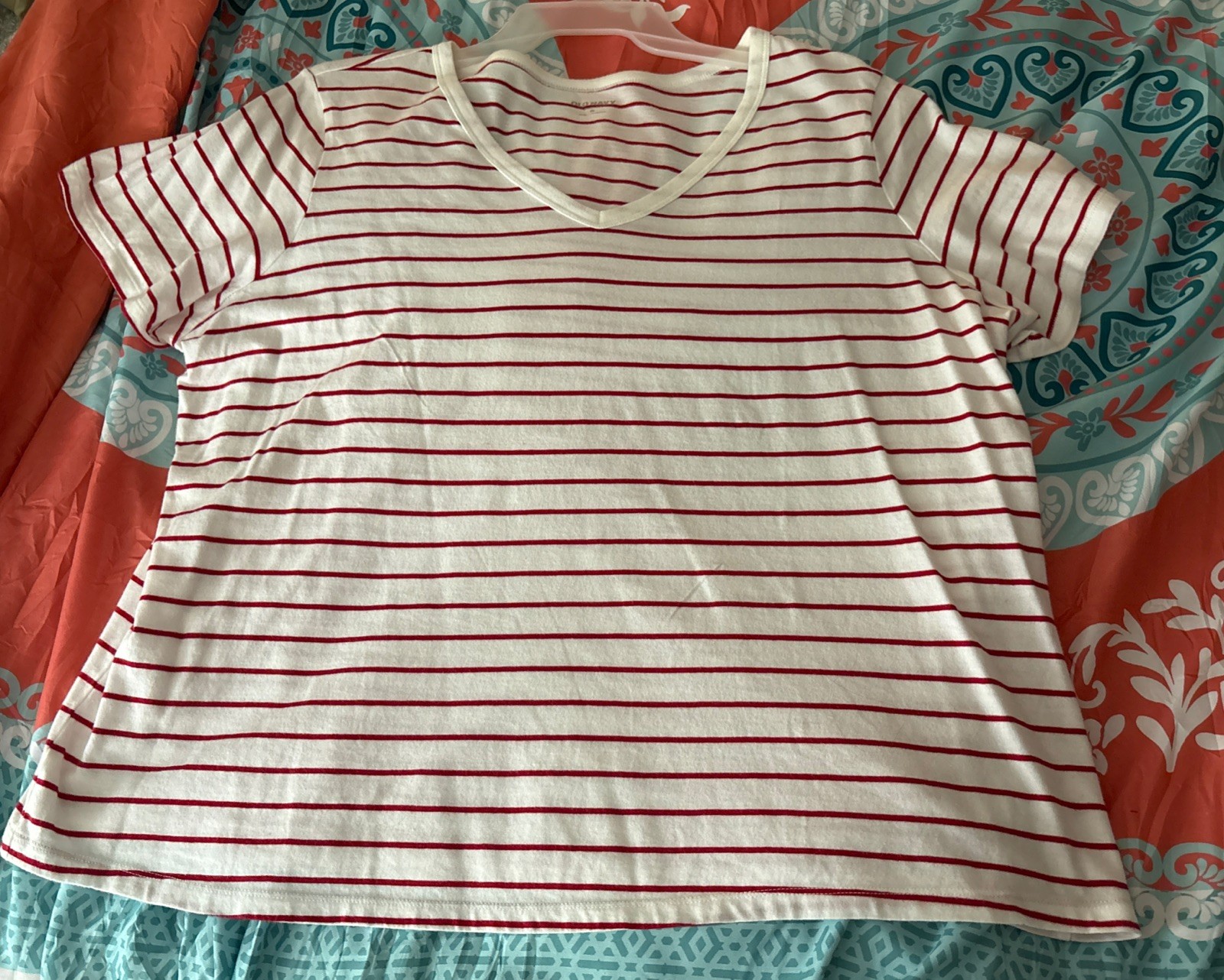 Women’s XL Old Navy Red/white Striped SS Shirt