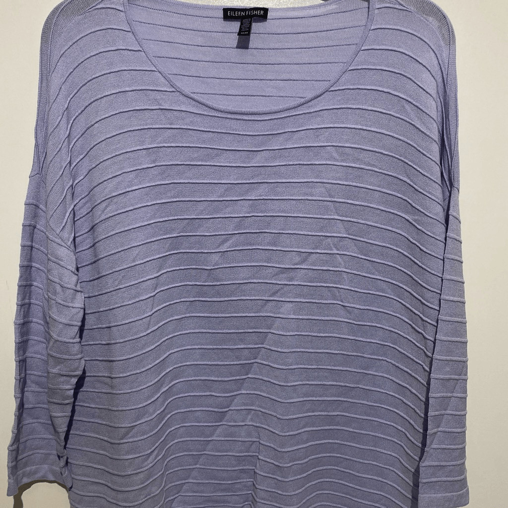 Eileen Fisher Women’s Periwinkle 3/4 Boxy Dropped Shoulder Top Size Medium