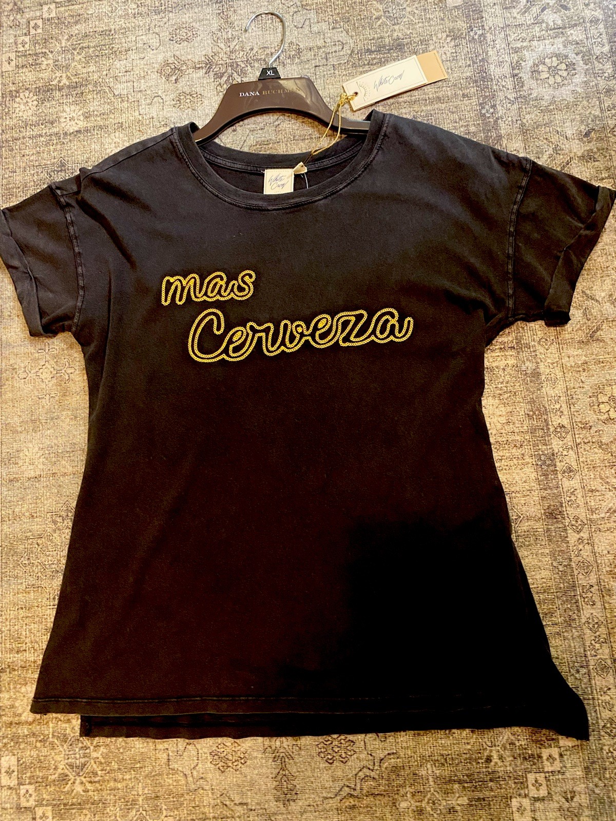 White Crow Mas Cerveza Garment Washed Black New Stretch Tee SS