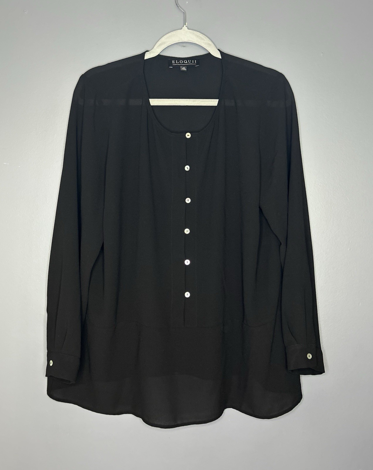 Eloquii Gorgeous Semi Sheer Top Women’s 14 Mother Of Pearl Buttons Lagenlook