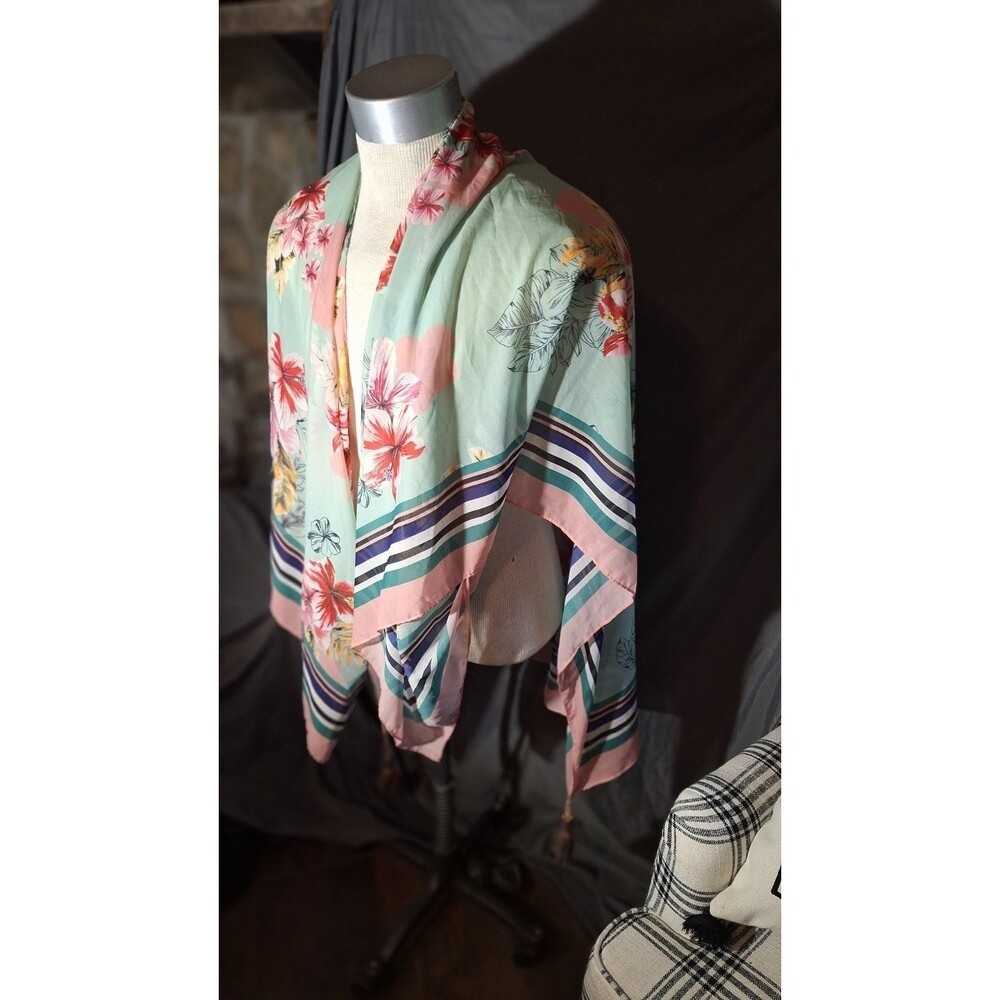 Express Womens Open Front Cardigan Top One Size Green Floral