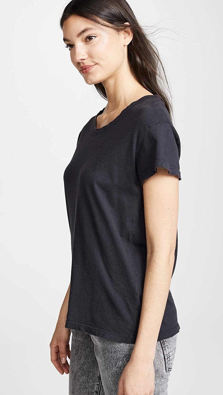 Current/Elliott 257242 Women’s The Relaxed Crewneck Tee Black Size 0
