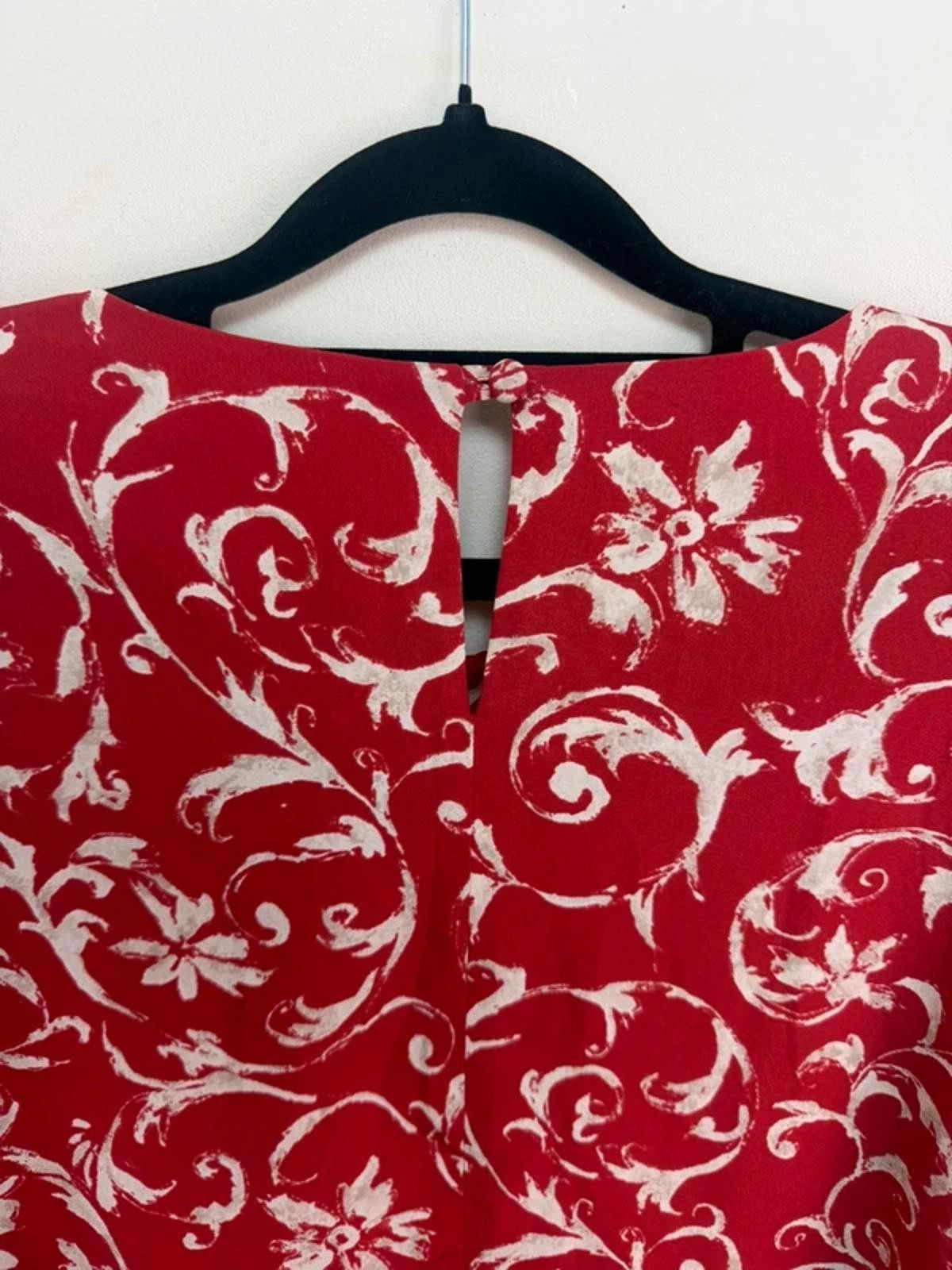 jacques vert womens red baroque floral print button blouse uk18 top tee camis