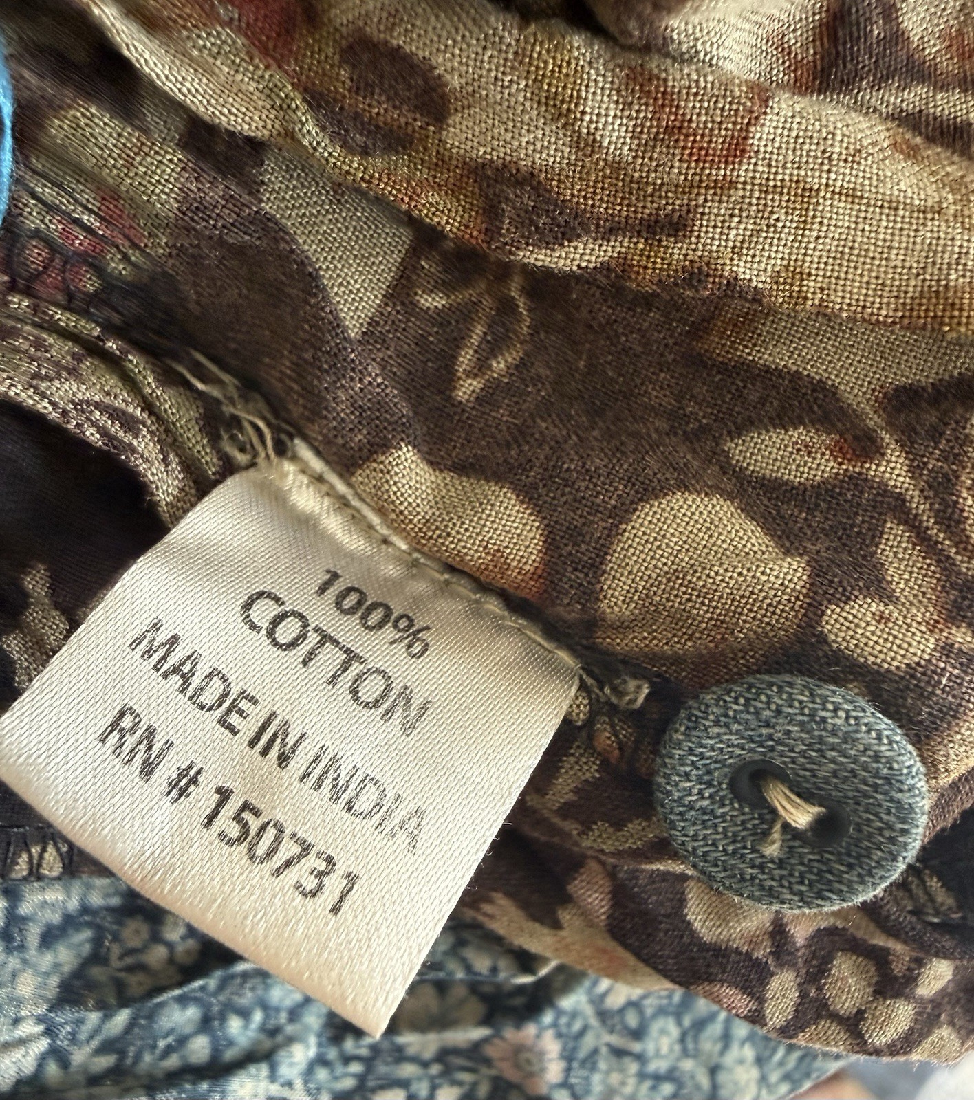 Young Threads NWT Medium Patchwork Boho Tank Top Denim Mixed Print Babydoll