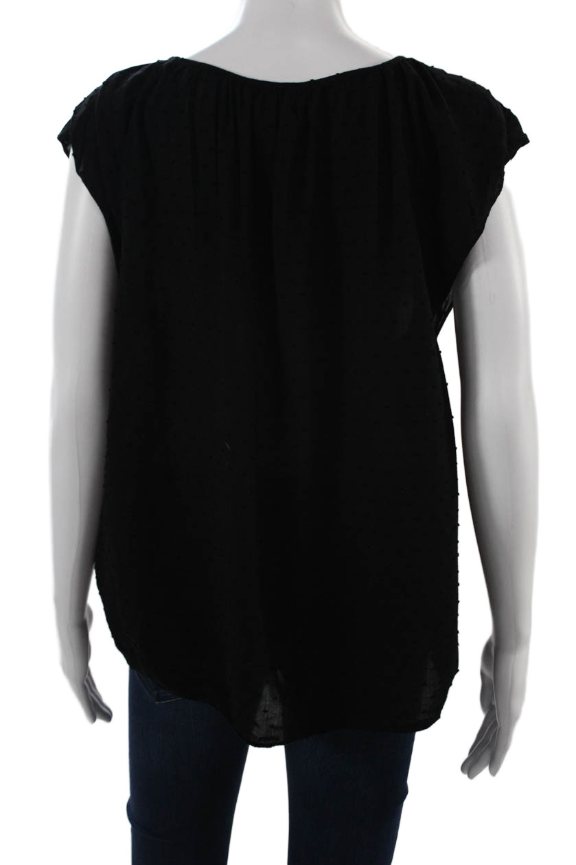 Velvet by Graham & Spencer Women PolkaDot VNeck Cap Sleeve Blouse Black Size XS