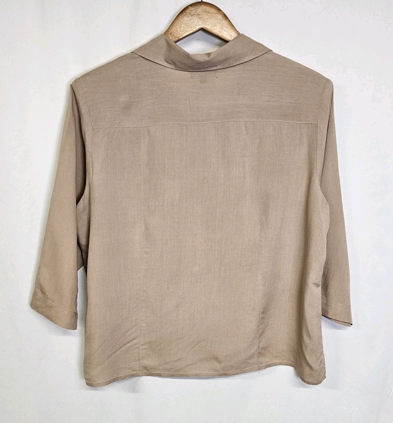 Notations Light Brown Tan Silk 3/4 Sleeve Button Up Blouse Women’s Size XL