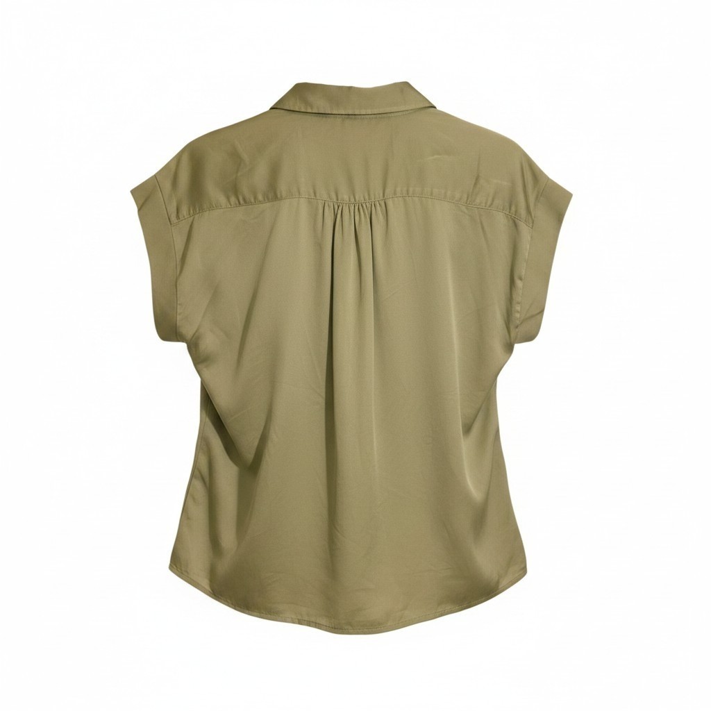 Ophelia Roe Blouse Medium M Olive Green V Neck Top Flowy Casual Workwear Boho