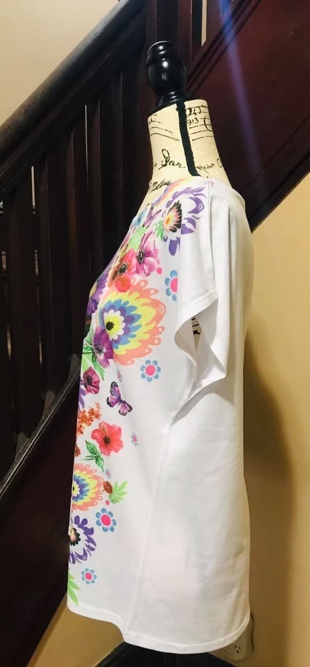 Multi-colors Graphic-Print Relax style Blouse Size M