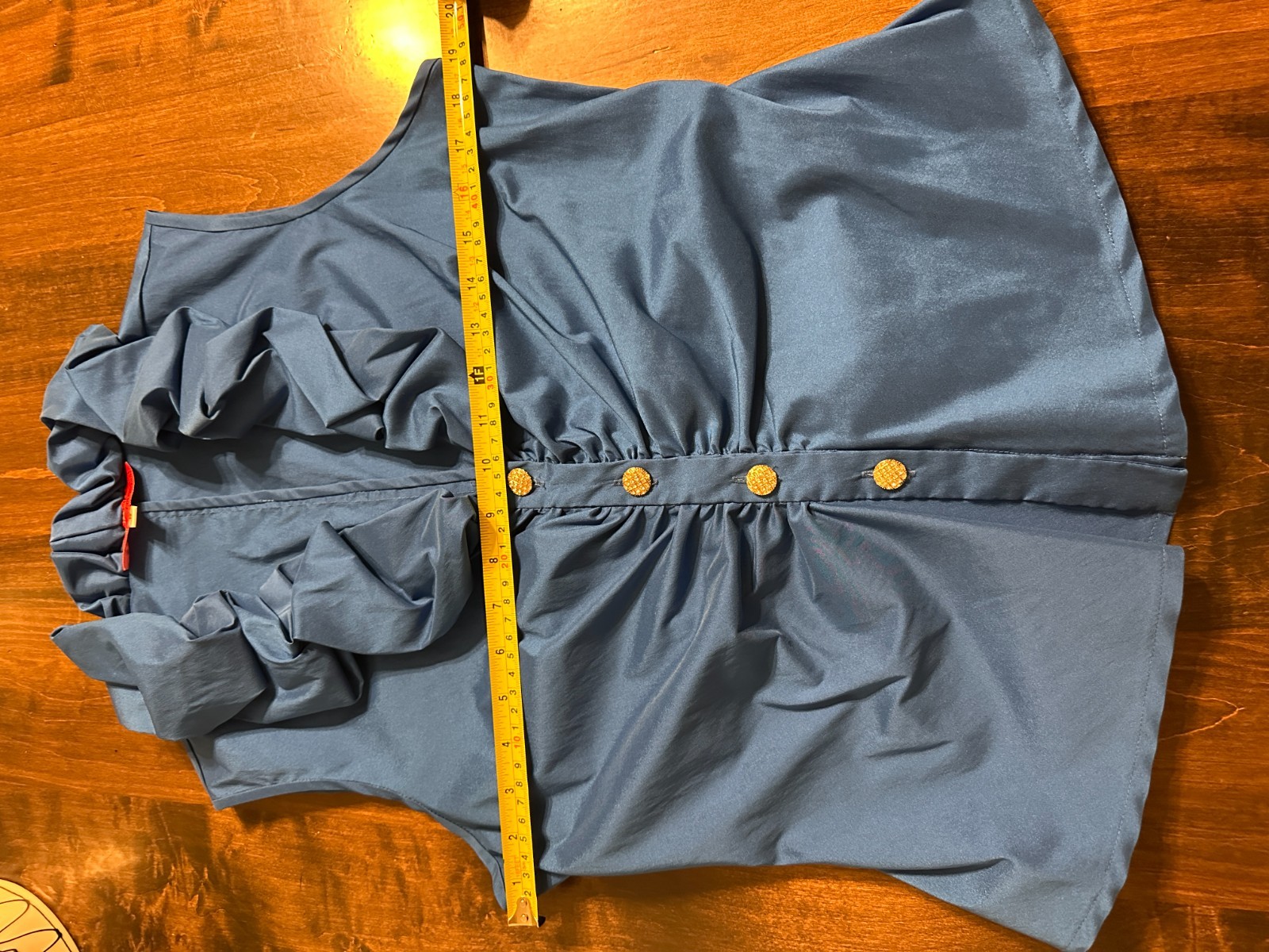 DONNA RICCO Collection Blue Ruffle Rhinestone Button Blouse Size 14