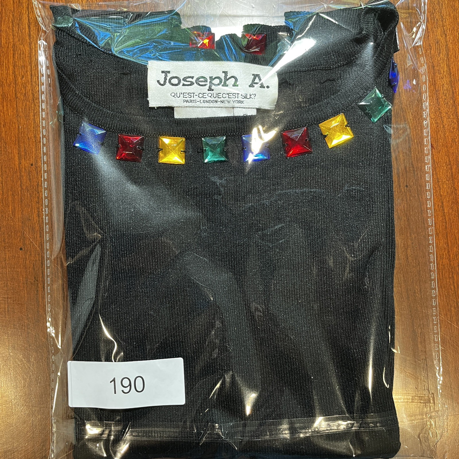 Vintage Y2K Joseph A. Black Silk Knit Sequins Beaded Sleeveless Tank Top S Fest