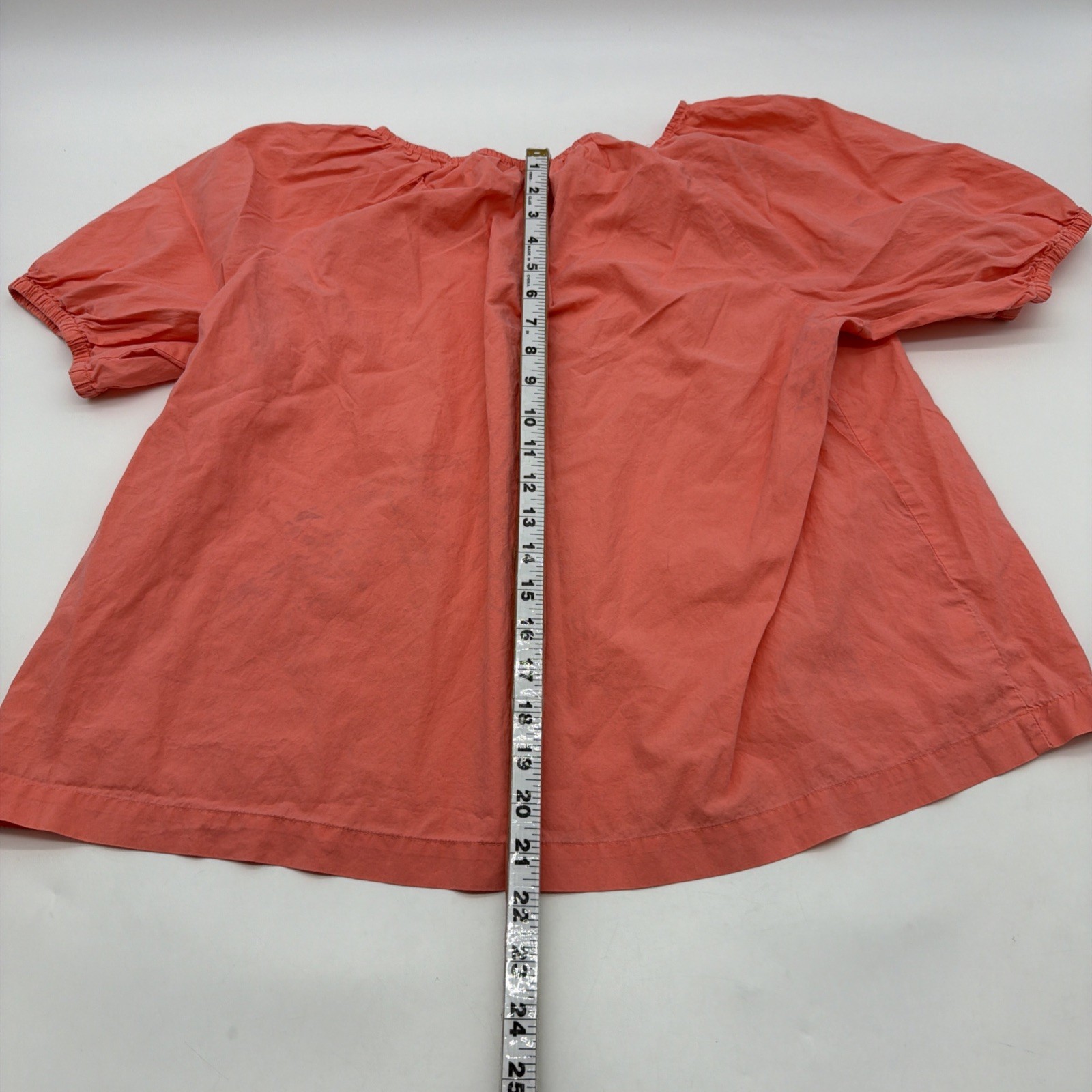 Ann Taylor Factory Blouse Women L Orange Solid .#37911