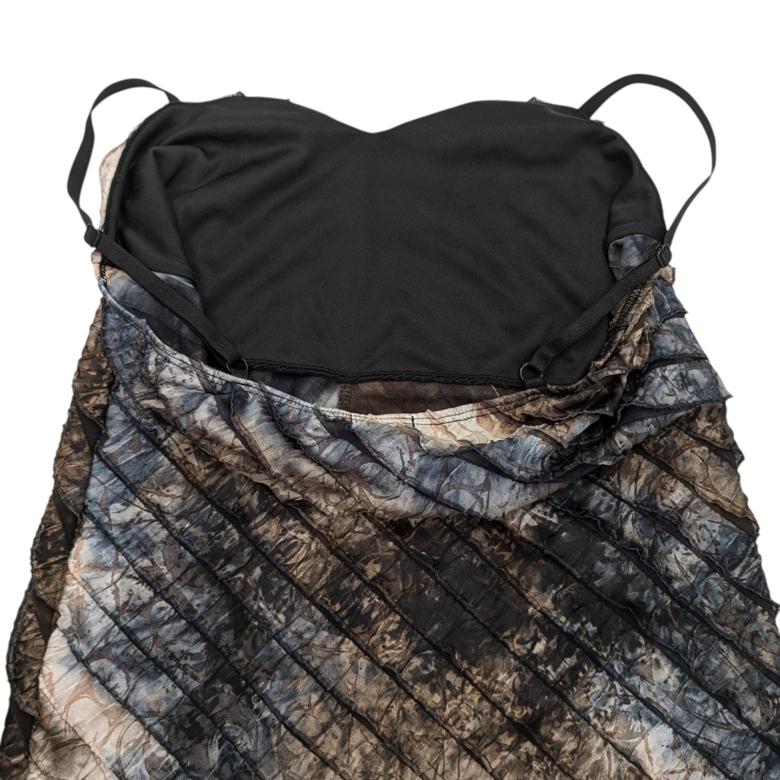 90s Earthy Asymmetric Chevron Ruffle Tank Top M Grunge Alt Twilight Whimsigoth