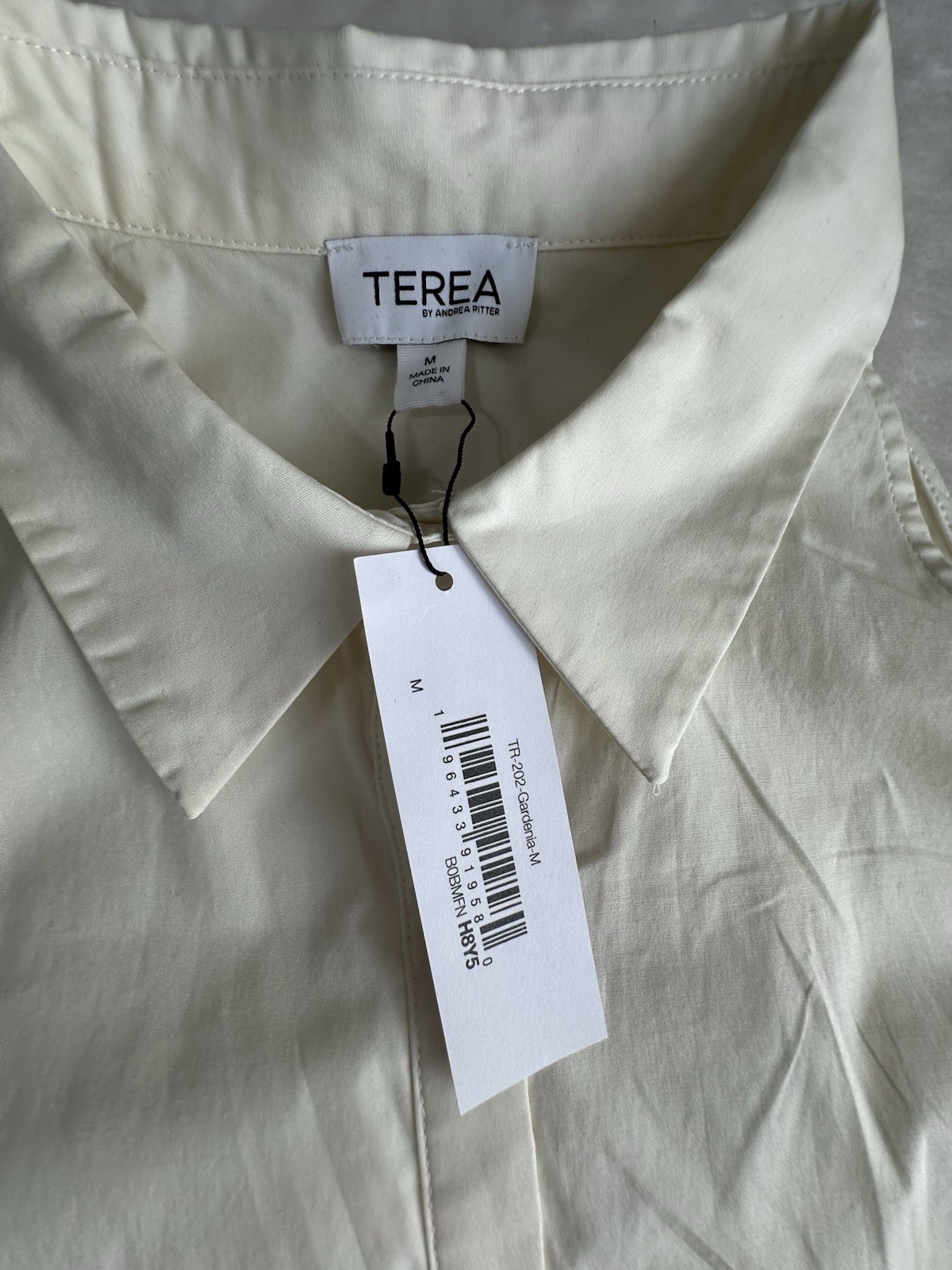 Terea By Andrea Pitter Women’s Cream Sleeveless Button Up Front Tie Bow Medium