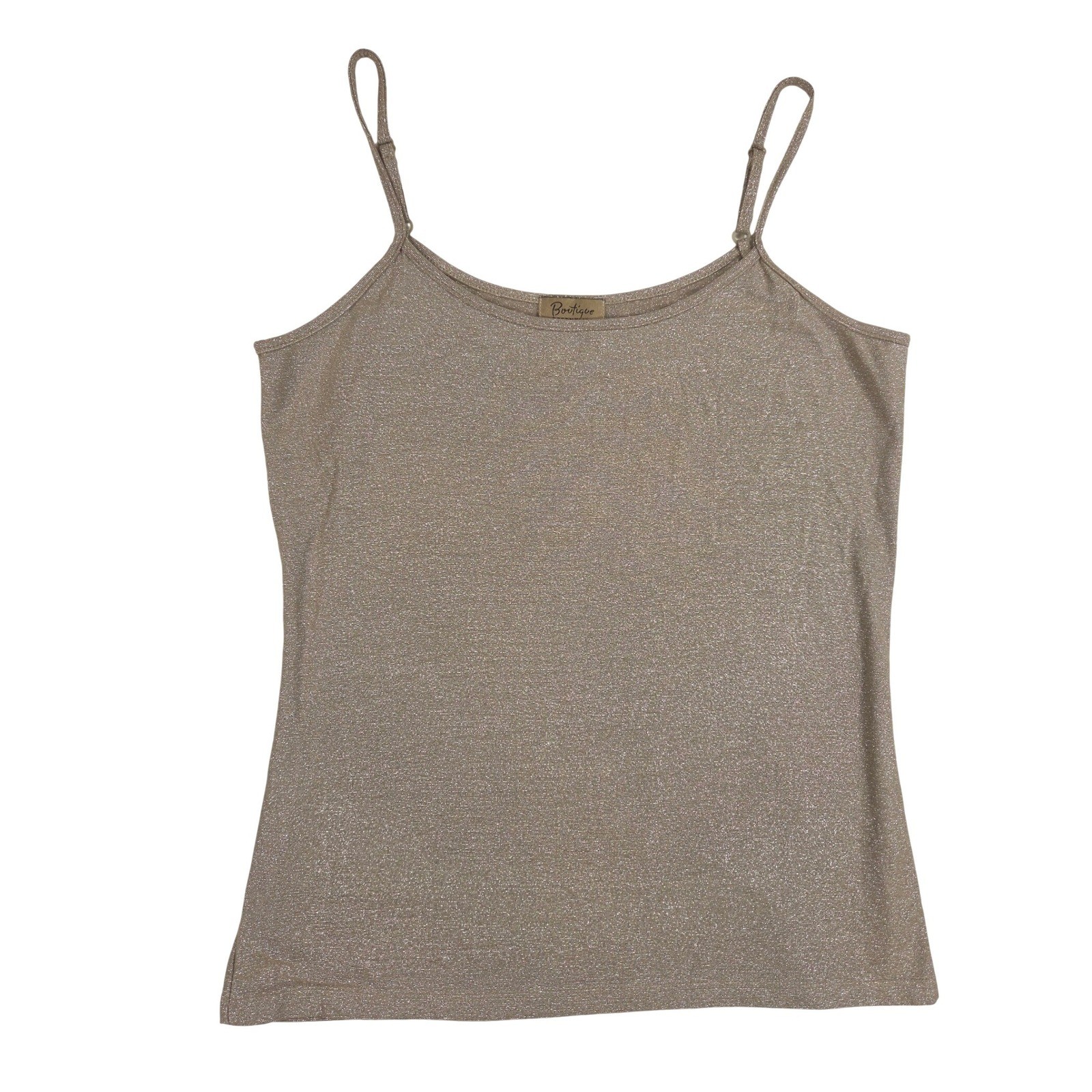 Boutique Essentials Champagne Gold Metallic Shimmer Cami Tank Glam Top Size XL